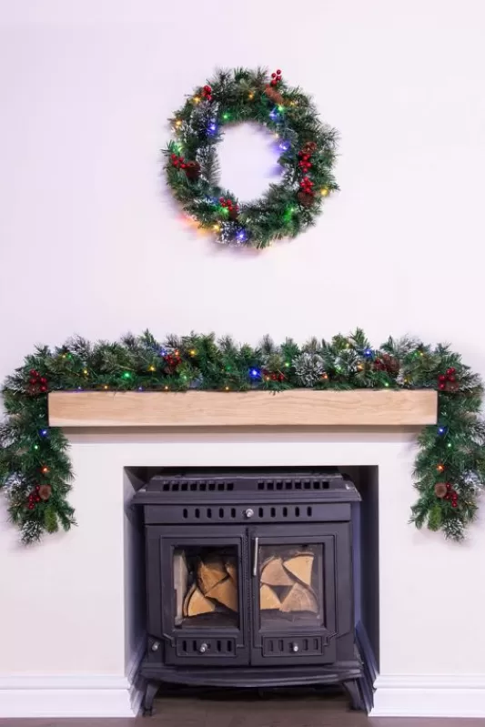 Pre-Lit Christmas Garlands<Christmas Tree World 180Cm Pre-Lit Decorated Mixed Pine Garland Warm White/Multicolour Leds