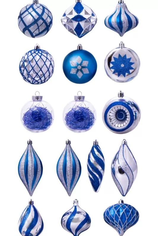 6 Foot Pre Lit Christmas Trees<Christmas Tree World The 128Pc Blue & Silver Full Heavy Coverage Bauble Set (6Ft Trees)