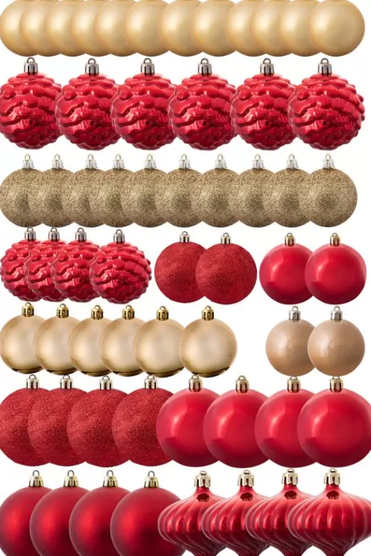 9 Foot Pre Lit Christmas Trees<Christmas Tree World The 288Pc Red & Gold Full Heavy Coverage Bauble Set (9Ft Trees)