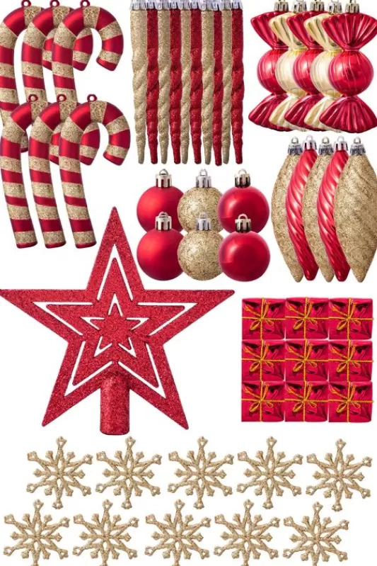 9 Foot Pre Lit Christmas Trees<Christmas Tree World The 288Pc Red & Gold Full Heavy Coverage Bauble Set (9Ft Trees)