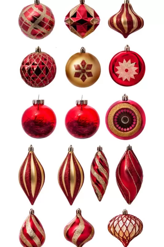 9 Foot Pre Lit Christmas Trees<Christmas Tree World The 288Pc Red & Gold Full Heavy Coverage Bauble Set (9Ft Trees)