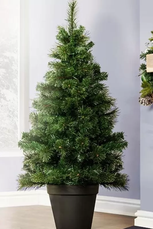 Outdoor Artificial Trees<Christmas Tree World The 4Ft Majestic Dew Pine Potted Tree (Indoor/Outdoor)