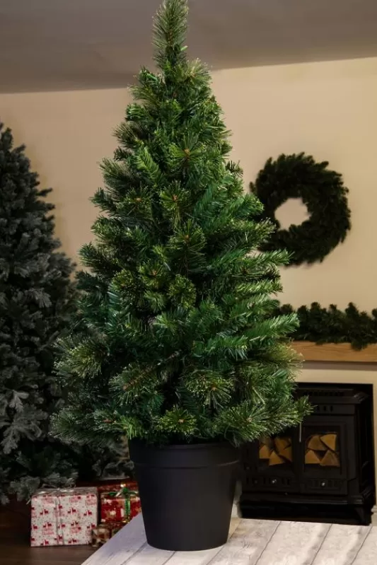 Outdoor Artificial Trees<Christmas Tree World The 4Ft Majestic Dew Pine Potted Tree (Indoor/Outdoor)