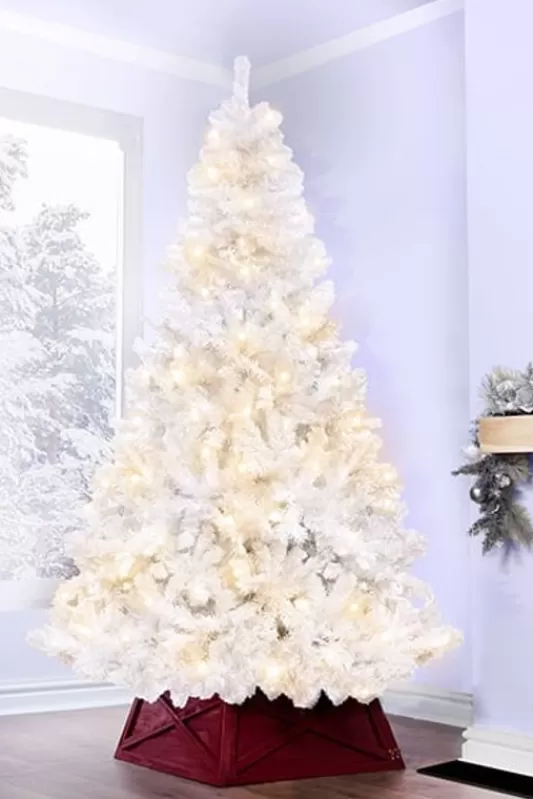 7 Foot Pre Lit Christmas Trees<Christmas Tree World The 7Ft Pre-Lit Bianca Pine Tree With Warm White Lights