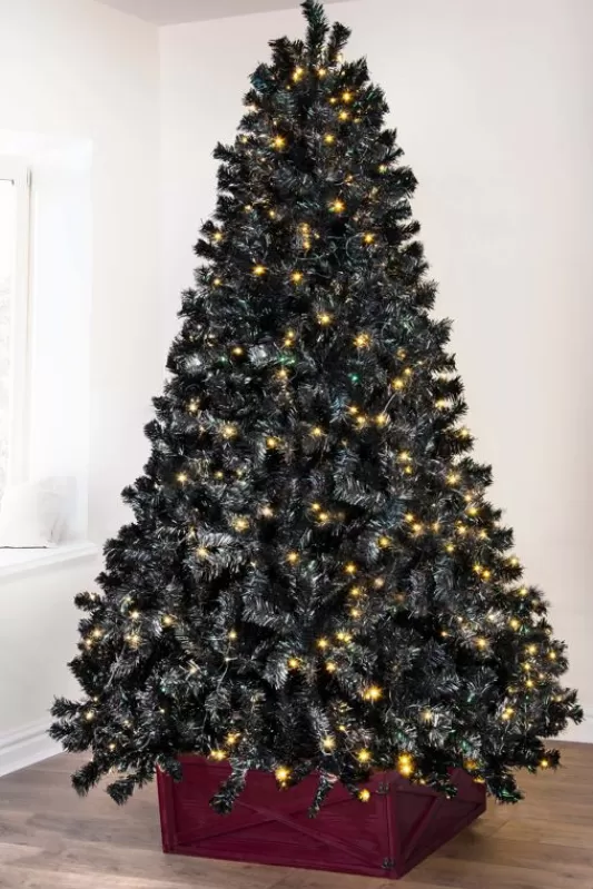 7 Foot Pre Lit Christmas Trees<Christmas Tree World The 7Ft Pre-Lit Black Iridescence Pine Tree With Warm White Lights